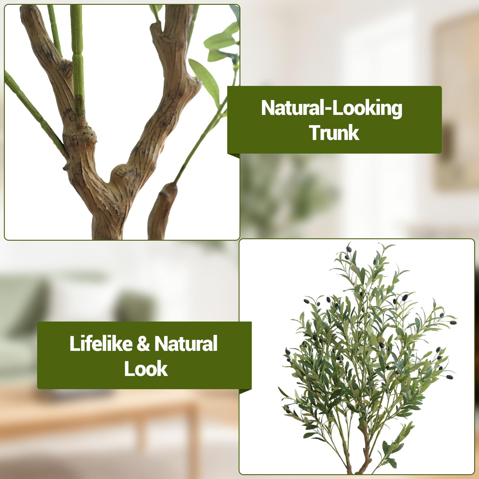 Albero di ulivo artificiale Garvee da 150 cm, vaso bianco, decorazione per interni, soggiorno, ufficio e giardino