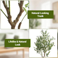Albero di ulivo artificiale Garvee alto 180 cm, vaso bianco, realistico, resistente ai raggi UV, decorazione per interni, soggiorno, ufficio, giardino