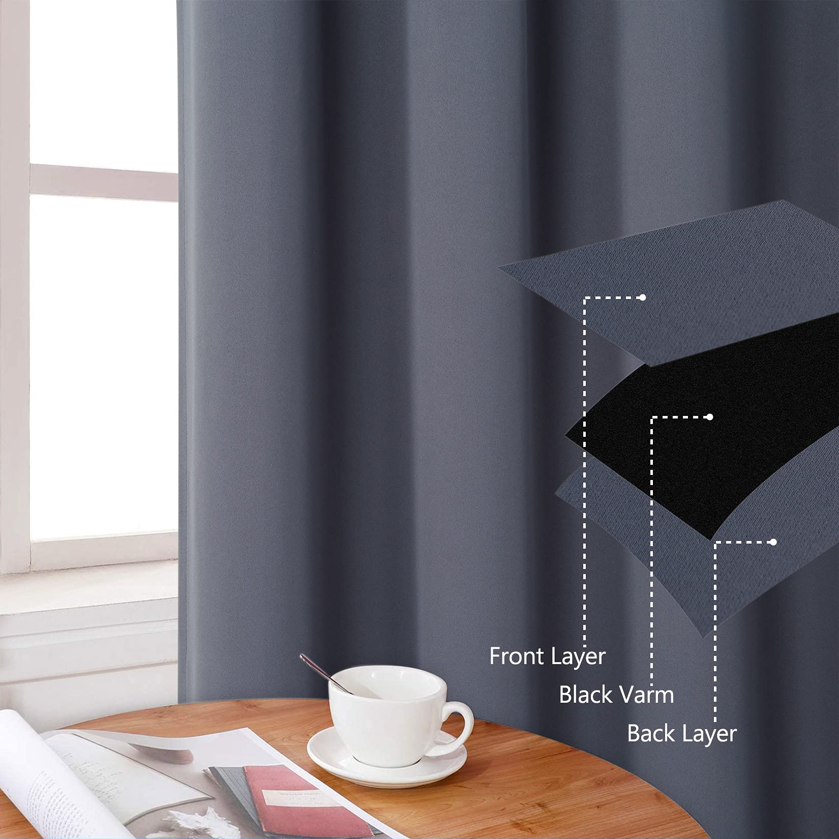 Tende oscuranti termiche da cucina Garvee Valance, grigio scuro, per piccole finestre, cucina, camera da letto, 52x15 cm