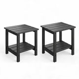 Garvee Tavolino Laterale Adirondack 2 Ripiani in HDPE Nero per Patio e Piscina Compatto e Resistente - Black