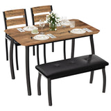 Garvee Set Tavolo da Pranzo per 4 con Panchina Imbottita e 2 Sedie, Stile Industriale Moderno, Legno e Metallo, Design Salvaspazio, Perfetto per Appartamenti - Retro Color