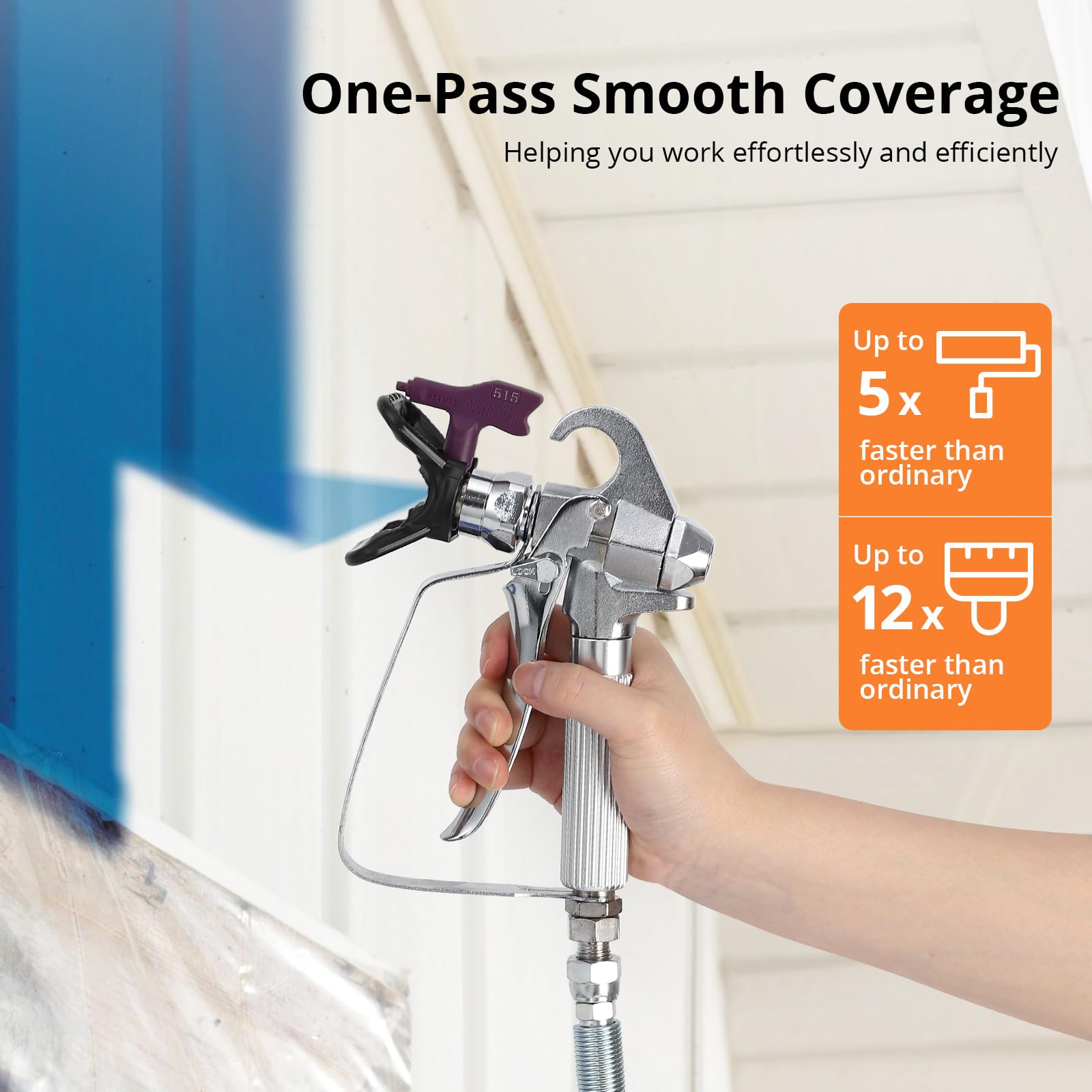 Spruzzatore di vernice airless Garvee 1010W con pressione di 3000 PSI, flusso regolabile, asta di prolunga, tubo ad alta pressione per uso interno ed esterno, blu