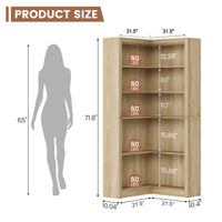 Mensola angolare Garvee da 71,8" a forma di L in stile rustico, a 5 ripiani, in MDF, antigraffio, stabile, con kit antiribaltamento, per soggiorno, bianco