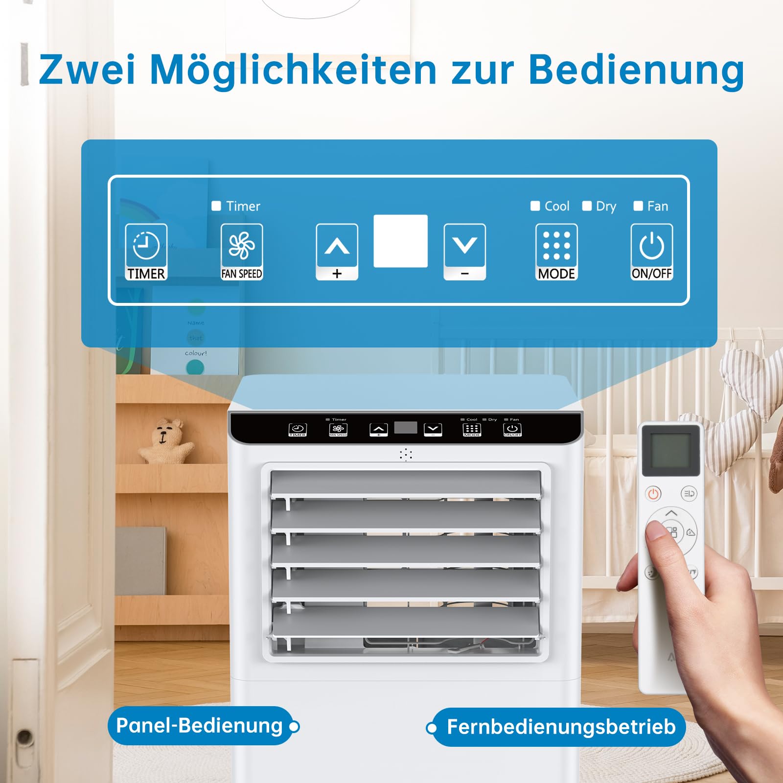 Condizionatore portatile Garvee 7000 BTU 4 in 1 Raffreddamento e deumidificazione con telecomando per camera da letto e ufficio, compatto, silenzioso, bianco