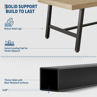 Tavolo da pranzo industriale Garvee per 6-8 persone, struttura in metallo robusto, superficie in MDF marrone rustico, gambe regolabili, 70,87 pollici