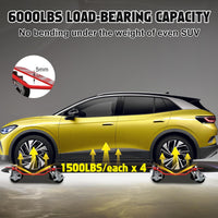 Set 4 ruote per trasporto auto Garvee Rosso - Acciaio con impieghi gravosi - Portata 6000 libbre - Ruote gyrevoli a 360° con freni - Superficie antiscivolo - Garage e ufficio