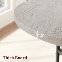 Tavolo da pranzo rotondo Garvee da 119.38 cm per 4 persone con gambe in metallo romano, ripiano a 2 livelli, piedini regolabili, grigio rustico, cucina e sala da pranzo