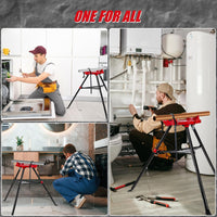 Supporto Morsa a Catena per Tubi Garvee con Treppiede - Gambe Acciaio Robusto, Pieghevole per Taglio e Filettatura 1/8-6" | Ideale per Festa del Papà