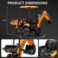 Trattore elettrico per bambini Garvee 12V 4 in 1 con telecomando, escavatore, bulldozer, tetto rimovibile, per bambini da 3 a 8 anni