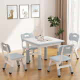 Set tavolo e 4 sedie per bambini Garvee, altezza regolabile, piano del tavolo con graffiti, truciolato, per casa e asilo, età 2-10 anni - Grigio