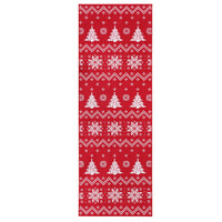 Garvee Teppichläufer Natalizio Antiscivolo Lavabile 60x180cm Rosso Motivo Fiocchi di Neve per Soggiorno e Camera da Letto
