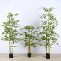 Albero di bambù artificiale Garvee da 6 piedi con vere foglie di seta e base in cemento stabile per uso interno ed esterno, bassa manutenzione, durevole, verde