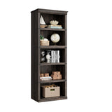 Libreria in legno Garvee a 5 ripiani, stile fattoria, robusta e con ampio spazio di archiviazione, design coloniale, rovere, 170 cm di altezza x 62 cm di larghezza x 32 cm di profondità, soggiorno e ufficio - Bianco