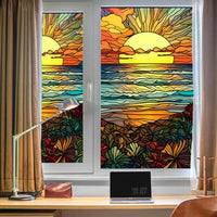 Pellicola per finestre Garvee riutilizzabile Sun by the Sea, protezione UV, antiriflesso, controllo del calore, risparmio energetico, vetrate colorate, 60x100 cm, colore unito