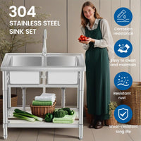 Lavello in acciaio inox Garvee da 33 pollici, doppia vasca – 84x46x76 cm, due lavelli in acciaio inox per un lavoro pratico in cucina e un utilizzo efficiente.