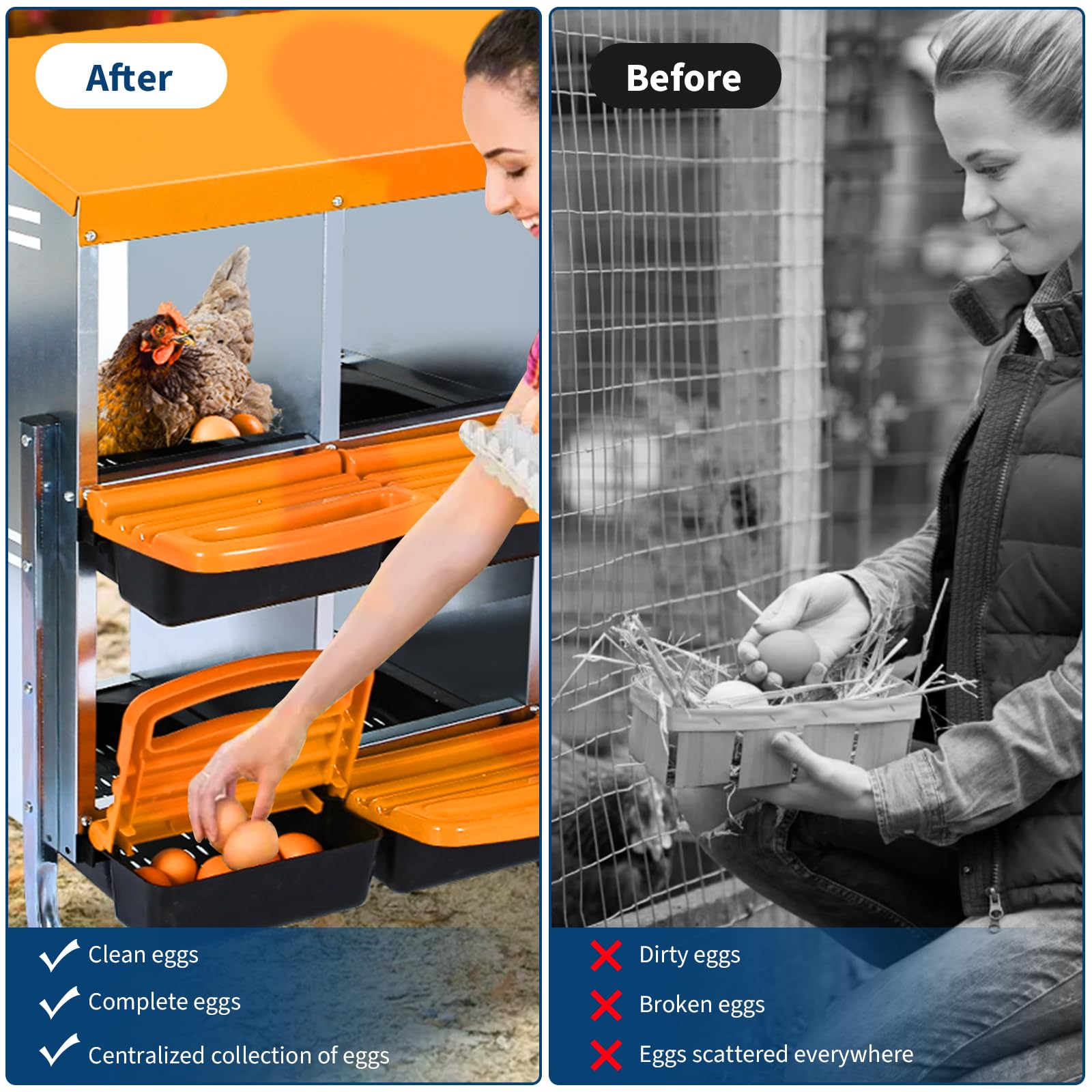 Nido per polli Garvee a 2 livelli – Con 10 scomparti, tetto in metallo resistente all’acqua, base antiscivolo, ideale per pollai