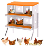 Nido per galline Garvee, 6 scomparti, acciaio zincato, antiruggine, confortevole, con staffe, arancione, per giardino e fattoria - Arancione A