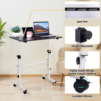 Scrivania mobile Garvee, regolabile in altezza con ruote, ergonomica, pieghevole, per ufficio e casa, nera
