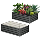 Garvee Letto Da Giardino Rialzato Zincato 182x91x30 cm, Doppia Protezione Anticorrosione, Acciaio 0.4mm, Facile Montaggio, Per Orto E Patio, Bordo Di Sicurezza - Dark Grey
