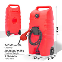 Contenitore per carburante Garvee da 14 galloni con pompa a sifone, tubo da 10 piedi, HDPE, a prova di perdite, su ruote per auto e barche, portatile, resistente ai raggi UV