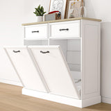 Garvee Mobile Porta Cestino Doppio Inclinabile 20 Gal, Bianco, Design Nascosto, Robusto, Facile da Montare, Antiribaltamento, per Cucina e Soggiorno