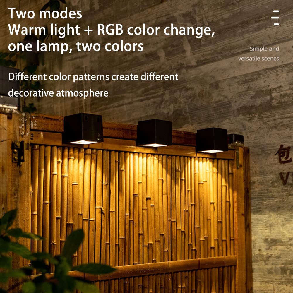 Lampada da parete solare Garvee con cambio colore, IP65 impermeabile, alloggiamento in alluminio, luce RGB e calda per giardino e patio, wireless