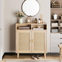 Credenza moderna in rattan Garvee da 36" - Intrecciata a mano, antiribaltamento, con ripiano regolabile, mobile da cucina e sala da pranzo, multifunzionale, colori naturali