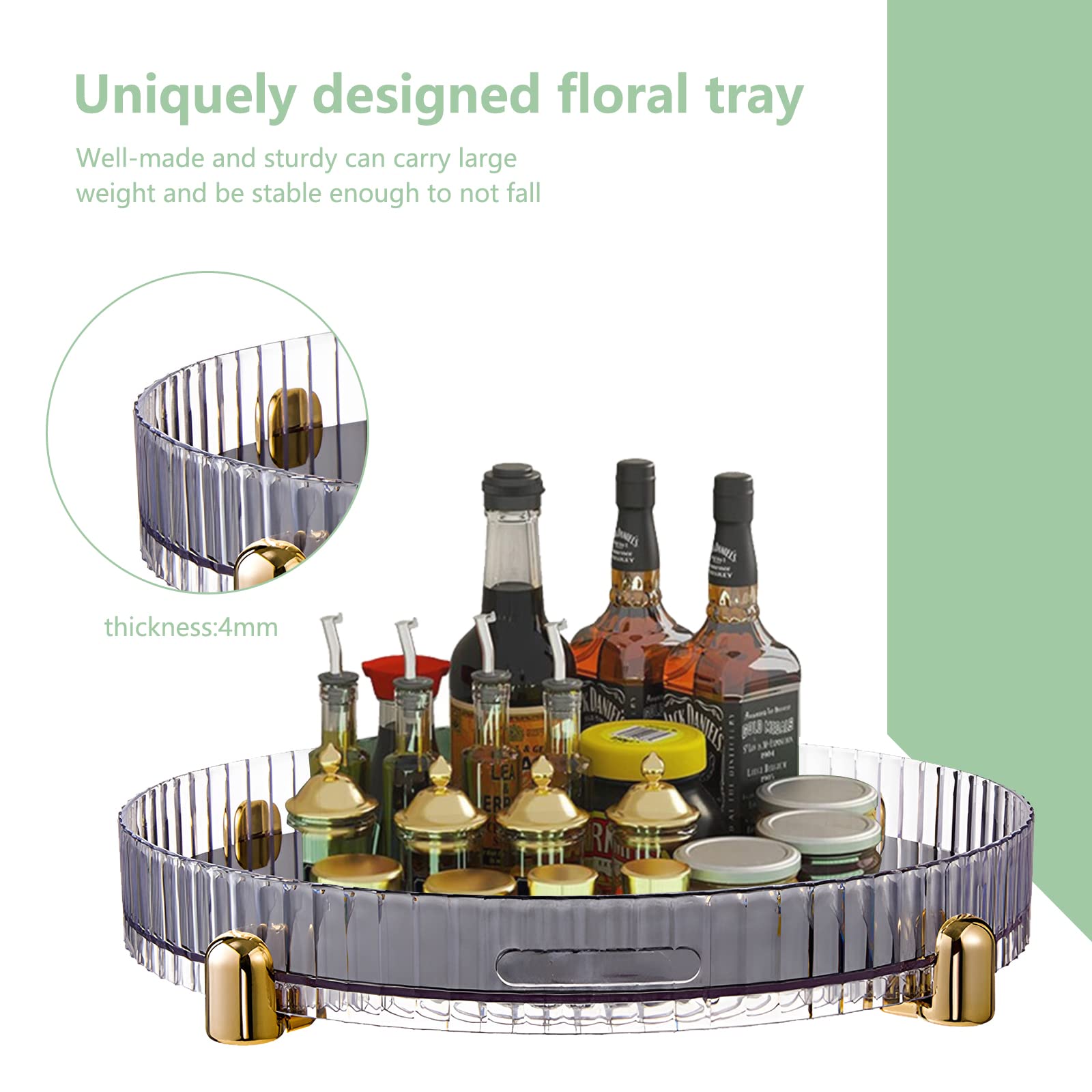 Vassoio portaoggetti girevole Garvee, organizer per cosmetici girevole a 360°, porta spezie da cucina, trasparente, 28x28x4,7 cm