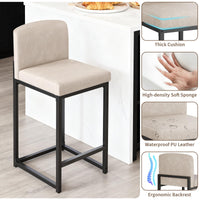 Set di 2 sgabelli da bar Garvee moderni con schienale e poggiapiedi, altezza regolabile, beige, isola cucina e sala da pranzo