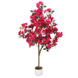 Bougainvillea Artificiale Garvee Rosa 100-150cm Naturale Resistente per Interni ed Esterni - 70 foglie, 150 cm