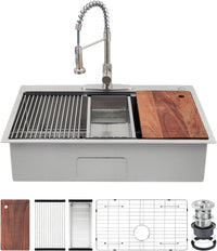 Lavello da incasso Garvee in acciaio inox con 1 vasca (75 x 46 x 23 cm) e accessori: lavello in acciaio inox robusto e facile da pulire per la tua cucina