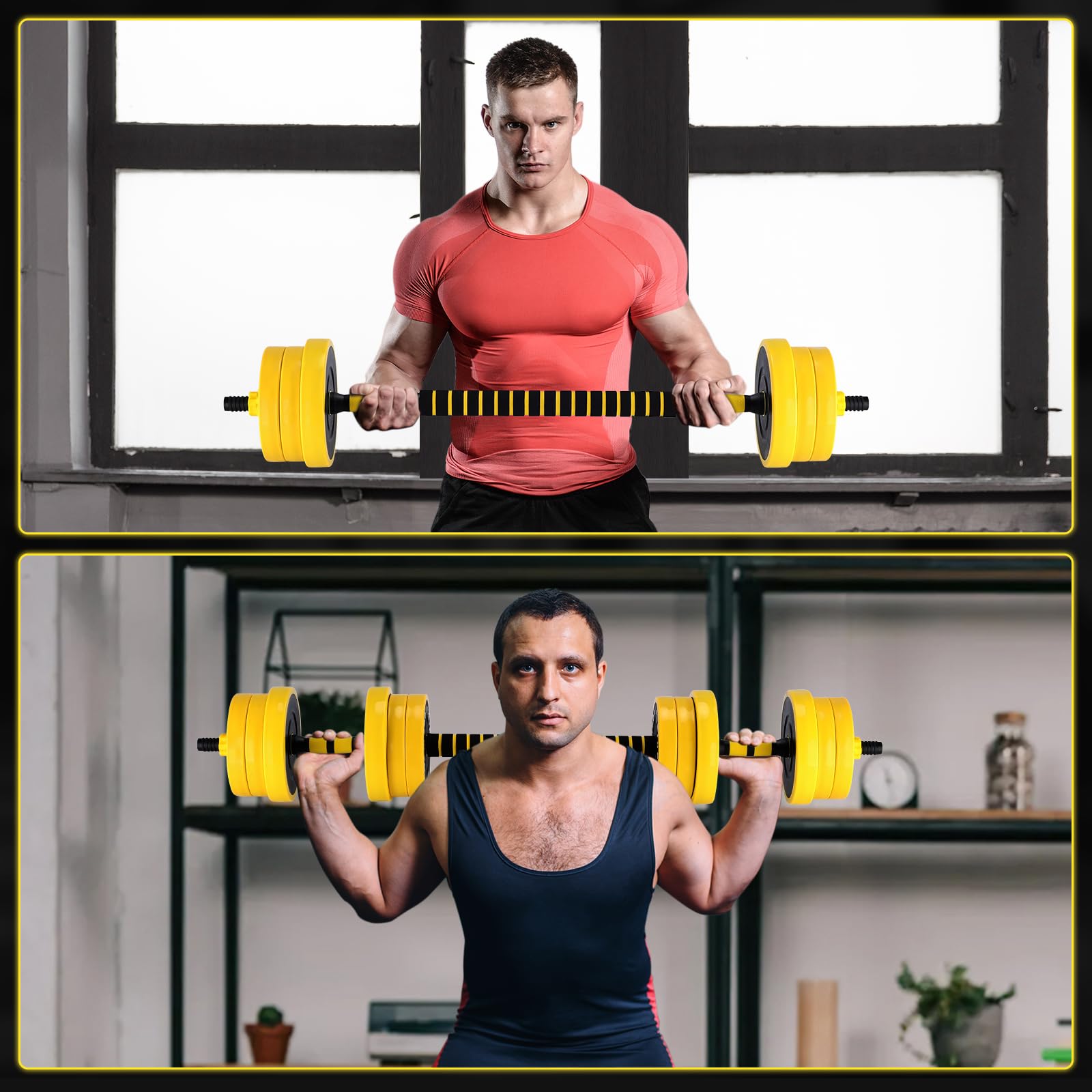 Set di manubri regolabili Garvee da 44 libbre con rivestimento in PE, doppio blocco per casa e palestra, impugnatura comoda, nero