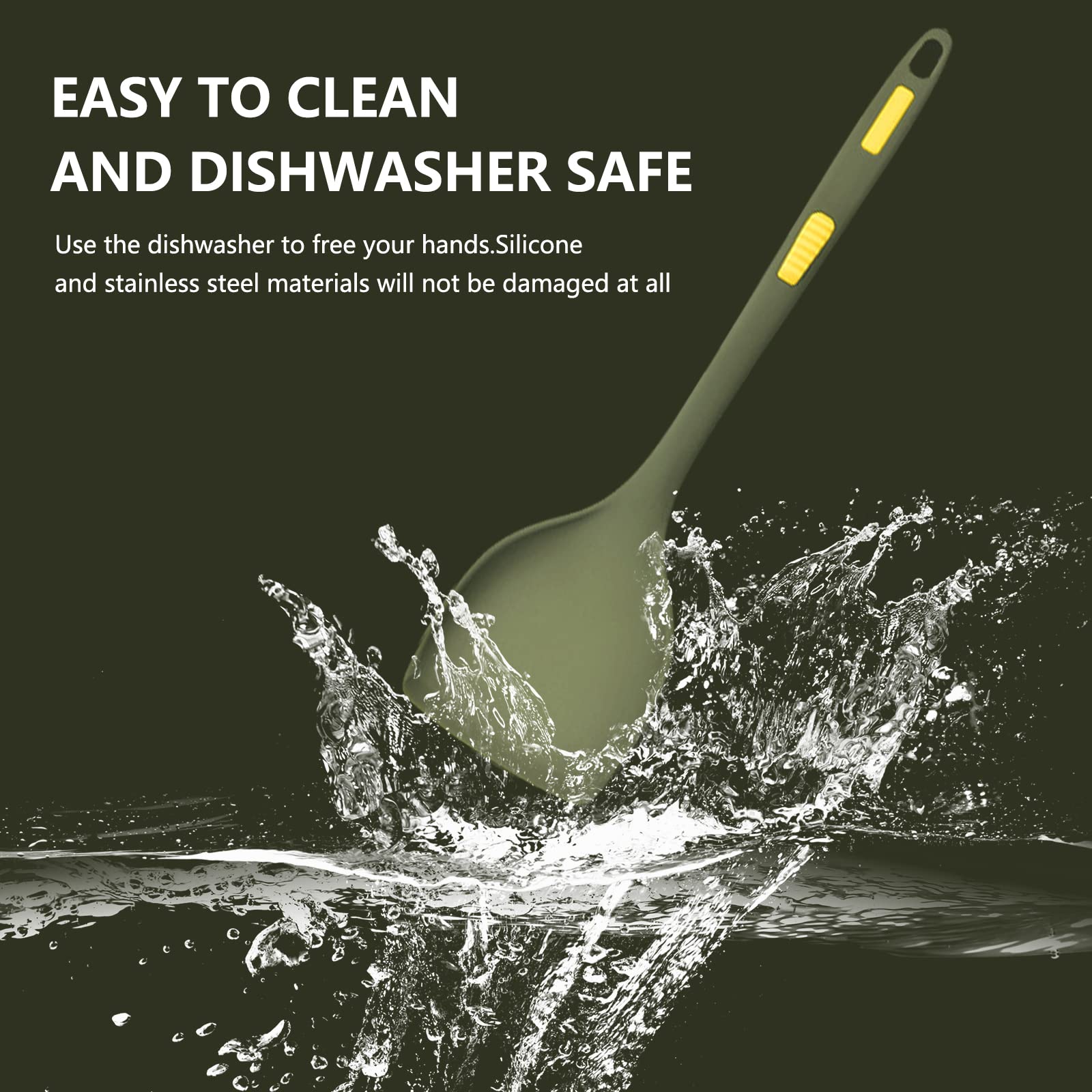 Set di utensili da cucina in silicone Garvee da 6 pezzi con anima in acciaio inossidabile per cucinare e cuocere al forno, resistenti al calore, lavabili in lavastoviglie, antiaderenti