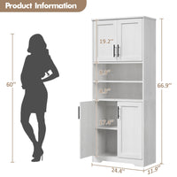Mobiletto alto da bagno Garvee con 4 ante, ripiani regolabili, MDF, autoportante, bianco, per bagno e cucina, 62,0 cm x 30,2 cm x 170,2 cm