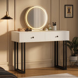 Toletta Garvee con specchio e luce LED a 3 colori, luminosità regolabile, 2 cassetti, superficie in MDF bianco, design moderno, camera da letto