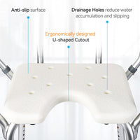 Sedia da doccia Garvee con braccioli imbottiti, in alluminio, antiscivolo, regolabile in altezza, per vasca da bagno, capacità di carico di 350 libbre