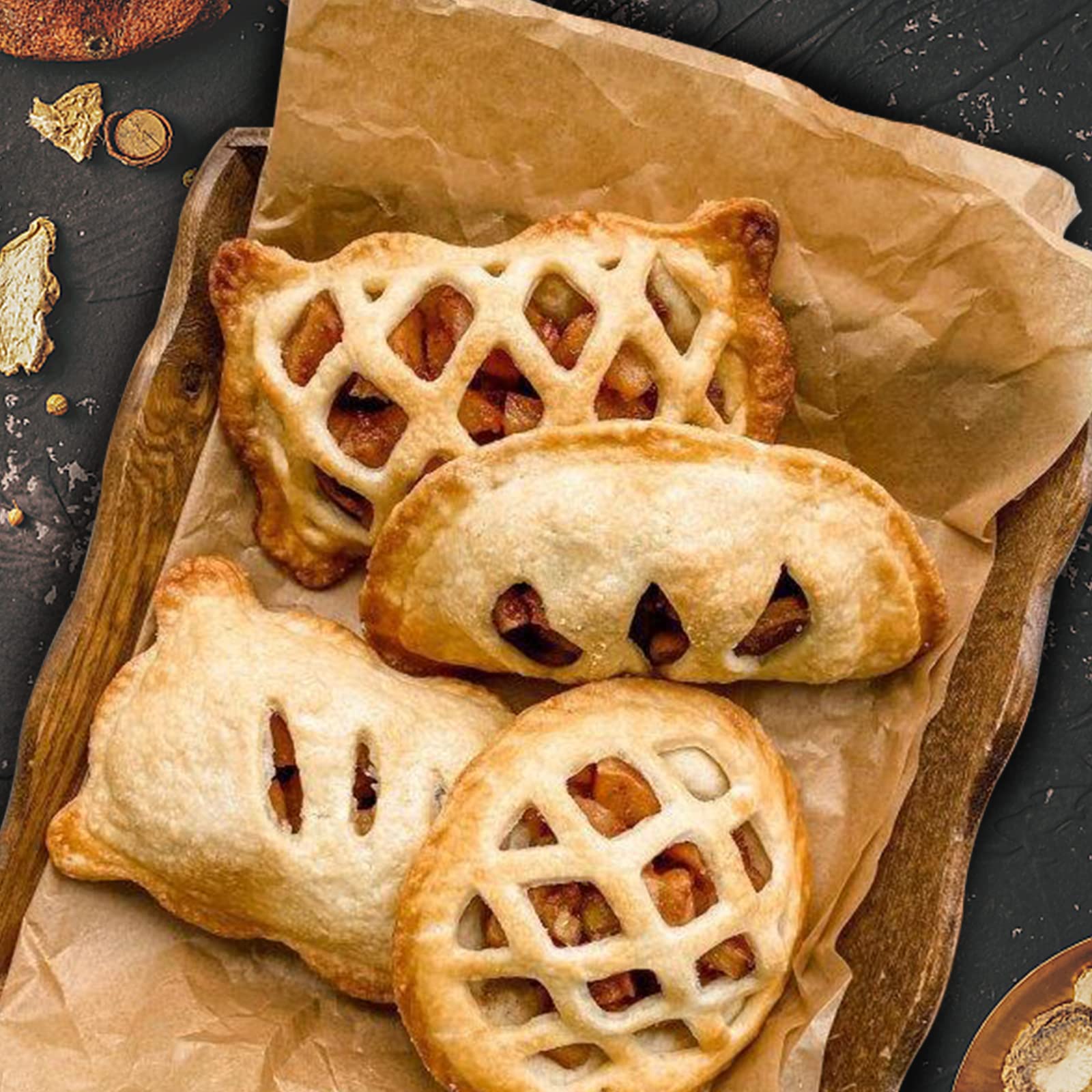 GARVEE Set di 3 mini stampi per crostate, pratico pressa per impasto, classico stampo per tortine di mele, robusto, per Natale e Ringraziamento