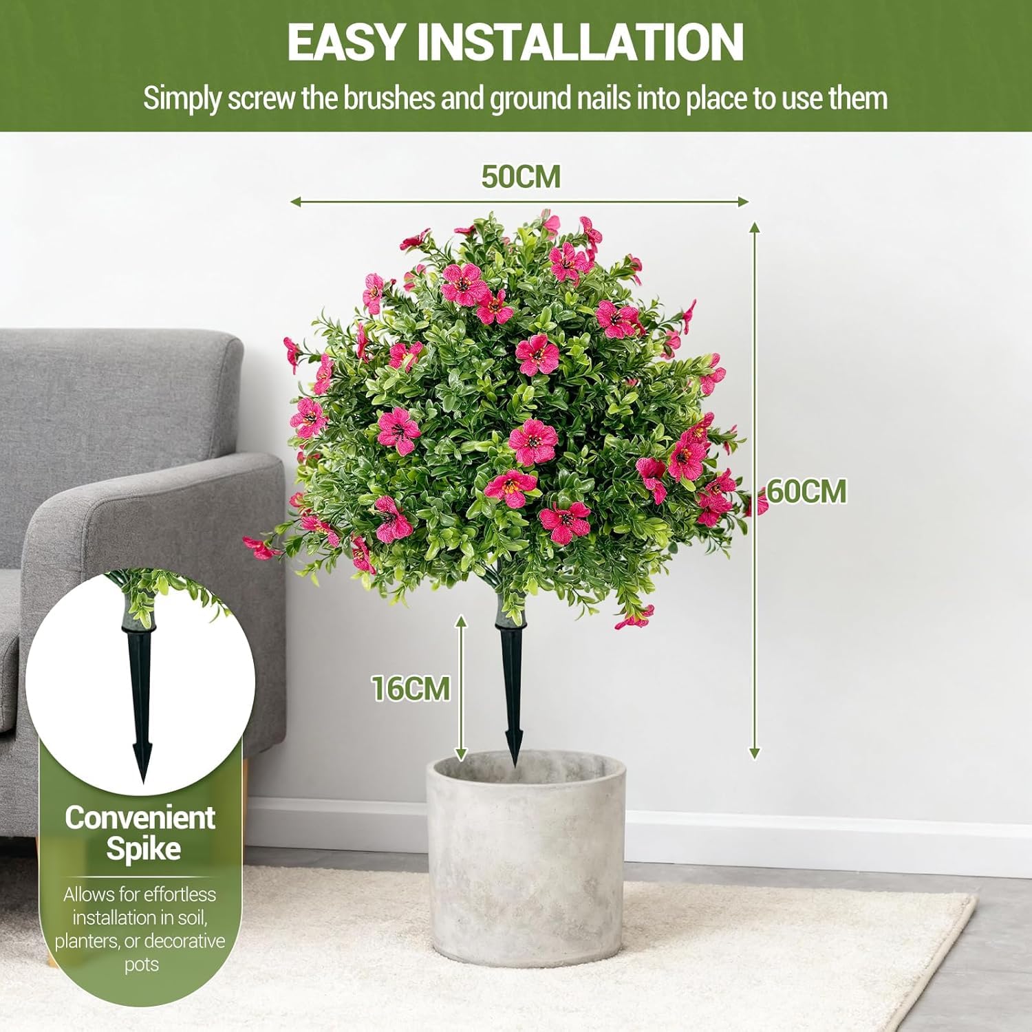 Garvee Set di 2 pezzi Alberi artificiali da 2 piedi per interni Realistici, senza manutenzione, materiale di alta qualità, decorazione natalizia verde