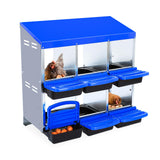 Nido per galline in metallo a 2 livelli Garvee - Con 6 scomparti, tetto impermeabile, base antiscivolo, design scorrevole - Blu