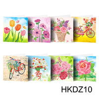 Garvee 5D Diamond Painting Set di biglietti d'auguri, 8 pezzi, floreali fatti a mano, 30x15 cm, colorati