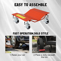 Set di carrelli per auto Garvee, 4 pezzi, arancione, resistente, 6000 libbre, acciaio, antiscivolo, rulli a 360° con freni, per garage, moto, camion