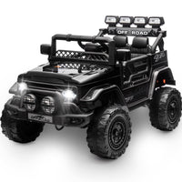 Garvee 12V Auto elettrica per bambini nera con LED e funzione Bluetooth per feste di compleanno, parchi e campi da gioco