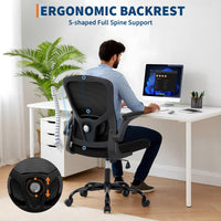 Sedia da ufficio ergonomica Garvee in rete con braccioli 2D e supporto lombare per ufficio e home office, girevole a 360°, stabile fino a 159 kg, nera