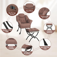 Sedia da lettura ergonomica Garvee Lazy Chair con poggiapiedi per piccoli spazi, pieghevole, imbottitura in cotone PP, rivestimento rimovibile e lavabile, moderna, comoda, grigia