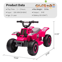 Quad elettrico per bambini Garvee 6V rosso rosa con musica a LED per una guida sicura a partire dai 3 anni, sia all'interno che all'esterno.