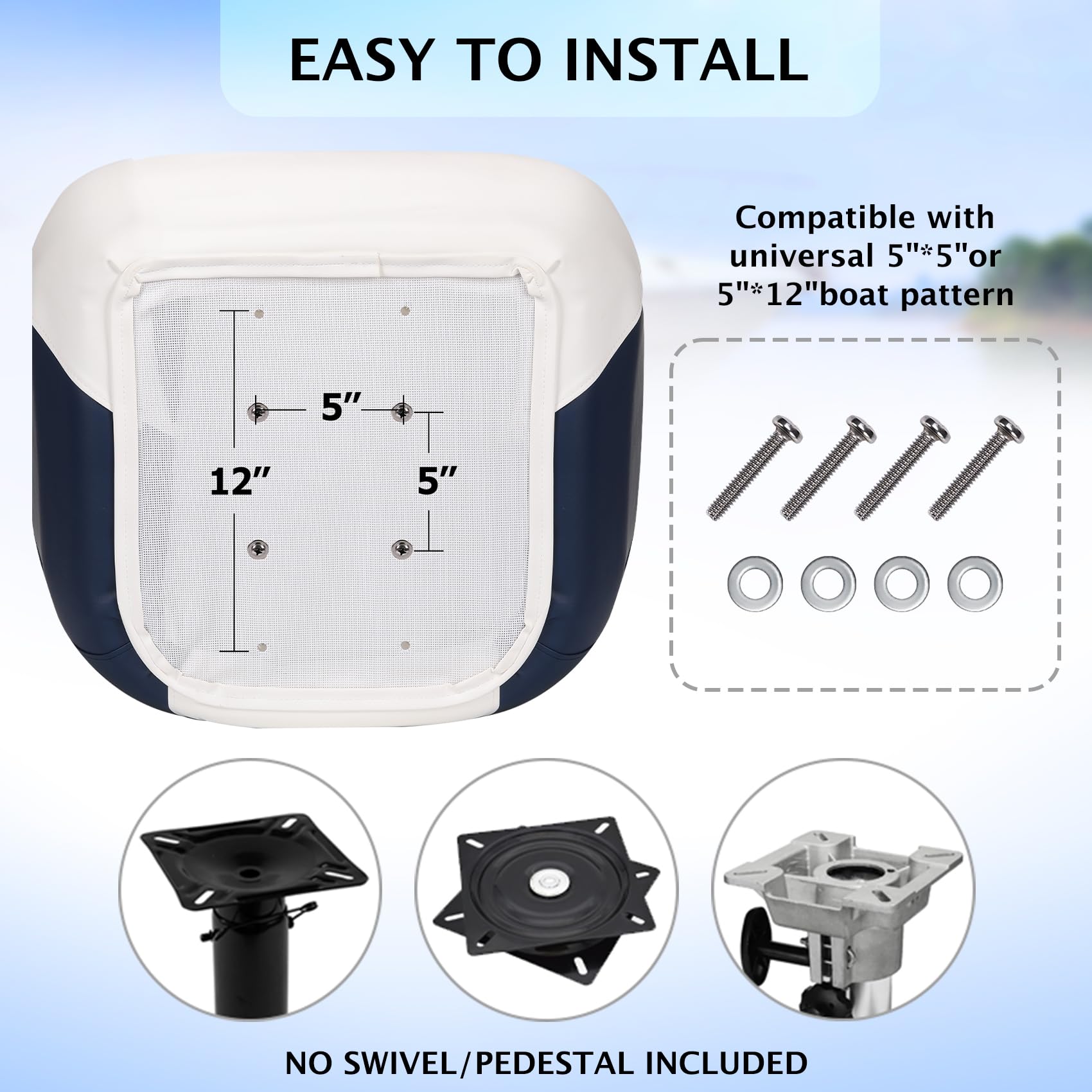 Sedile per barca pontone Garvee, modello Captain Bucket, in vinile marino, construction stable, comfortable, 19.5"H x 22"W x 21.5"D