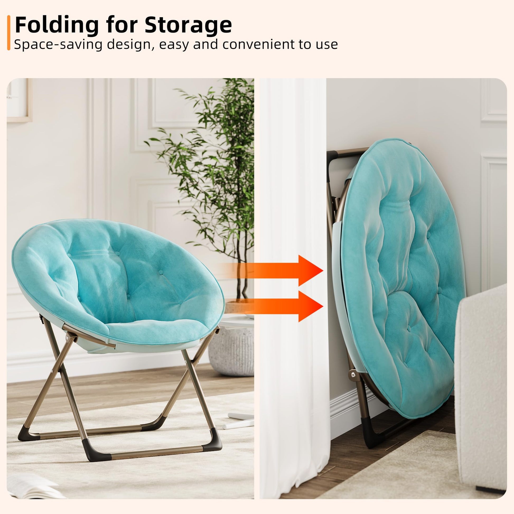 Sedia a dondolo Garvee in pelliccia sintetica, pieghevole, per camera da letto e soggiorno, in peluche oversize