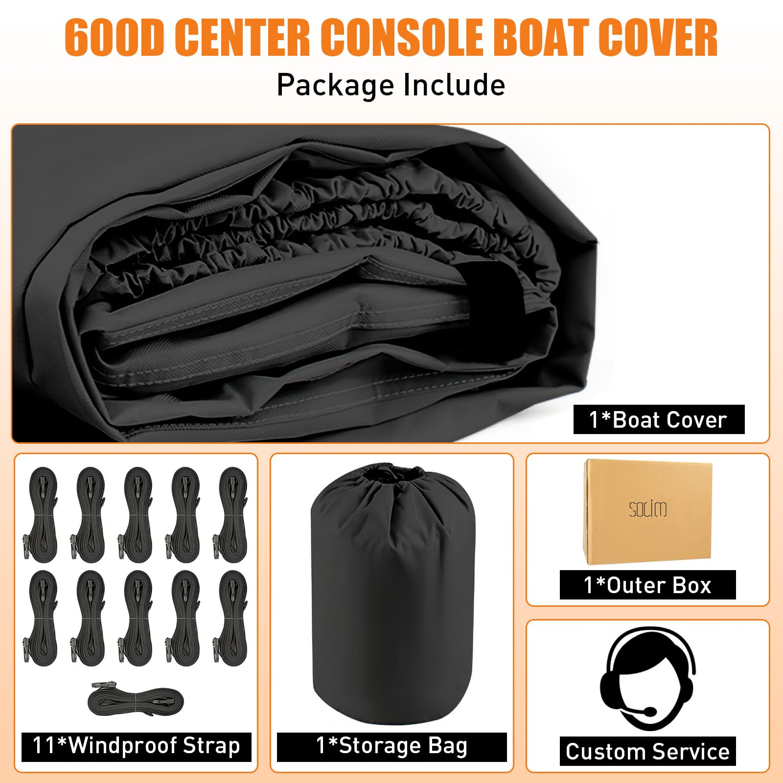 Telo copribarca Garvee Center Console da 20'-22', impermeabile, resistente ai raggi UV, in tessuto Oxford 600D di qualità marina, con ventilazione e asciugatura rapida, per rimorchi rimessaggio.