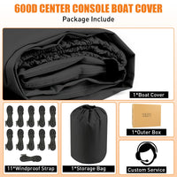 Telo copribarca Garvee Center Console da 16'-18.5', impermeabile, resistente ai raggi UV, in tessuto Oxford 600D, per rimorchi e rimessaggio, nero