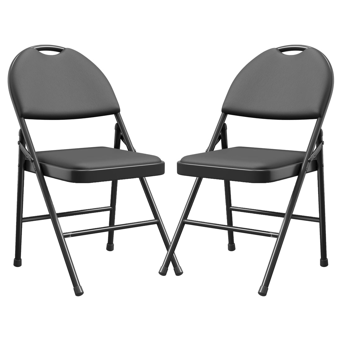 Set di 2 sedie pieghevoli Garvee, metallo, piedini antiscivolo, seduta in PU, impilabili, per uso interno ed esterno, feste, sala da pranzo, grigio scuro, beige, rosso scuro